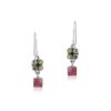 Peridot Garnet Gemstone Embedded Dangle Earrings