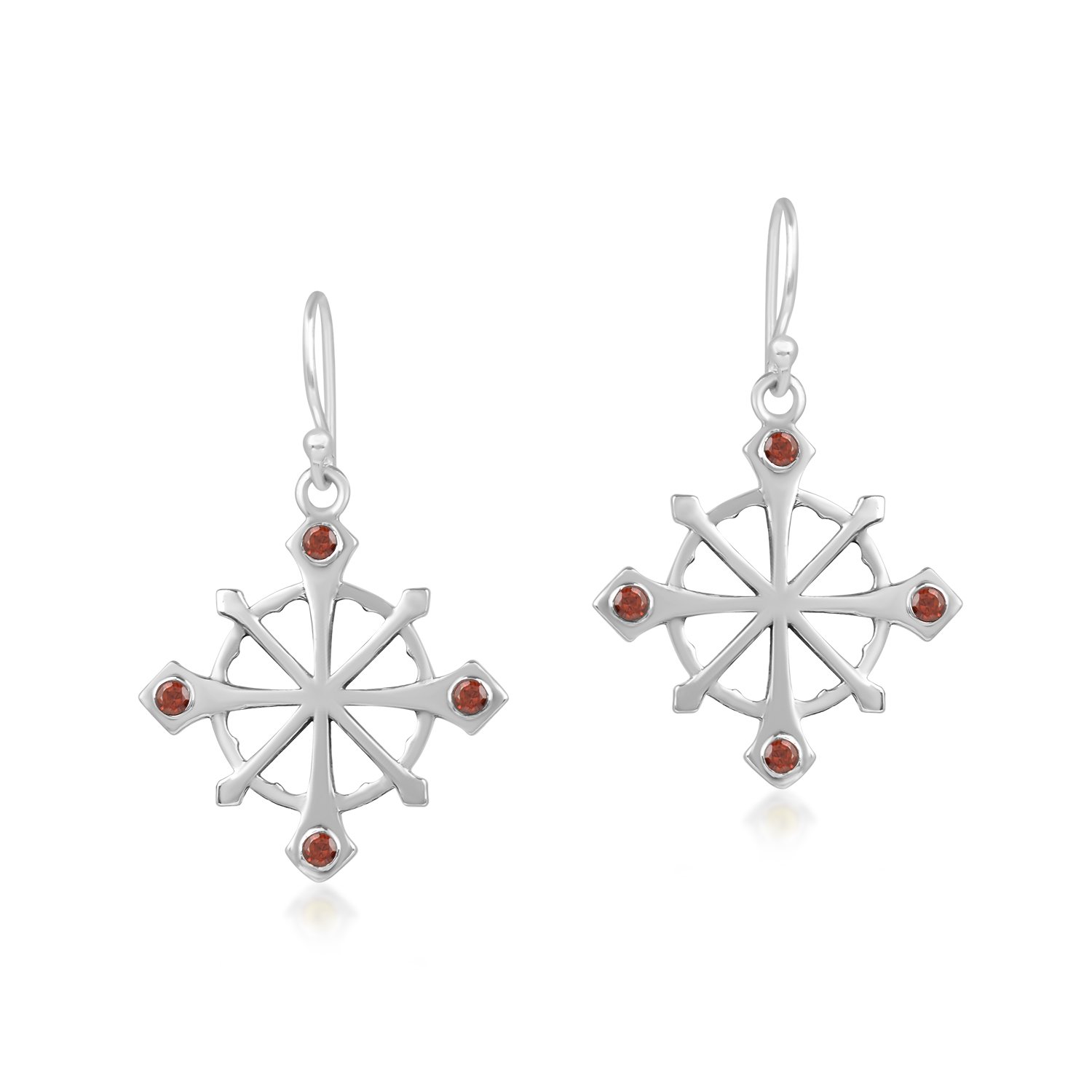 ER1188-SP-GARNET-1.jpg Garnet Gemstone Embedded with Dangle Earrings - Image 1