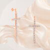 American Diamond Cross Long Drop Earrings - Image 4