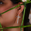 American Diamond Cross Long Drop Earrings - Image 2