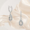 Teardrop Diamond Silver Earrings for Timeless Elegance - Image 5