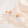 Royal Rose Gold Bow Pearl Stud Silver Earrings - Image 2