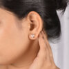 Heart-Shaped Stud Silver Earrings - Image 2