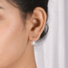 Minimalist Pearl Sterling Silver Stud Earrings - Image 2