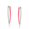 Pink Enamel American Diamond Silver Hoop Earrings - Image 4