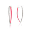 Pink Enamel American Diamond Silver Hoop Earrings - Image 3