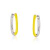 925 Sterling Silver Hoop Earrings with Yellow Enamel Accents