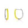 925 Sterling Silver Hoop Earrings with Yellow Enamel Accents - Image 2