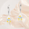 Duck Enamel Drop Dangle Silver Earrings - Image 4