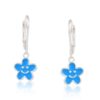 Small Smiley Flower Dangle Silver Earrings