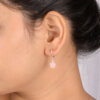 Sterling Silver Flower Hook Earrings in Pink for Women - Image 2