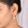 Sterling Silver Flower Hook Earrings in Pink for Women - Image 4