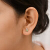 Giraffe Stud Silver Earrings with Green Enamel - Image 2