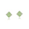 925 Sterling Silver Geometric Green Enamel Stud Earrings - Image 4