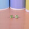 925 Sterling Silver Geometric Green Enamel Stud Earrings - Image 2