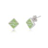 925 Sterling Silver Geometric Green Enamel Stud Earrings