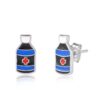 Sterling Silver Medical Bottle Stud Earrings with Blue, Black, and Red Enamel Accents