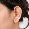 Red Enamel Violin Silver Stud Earrings - Image 2