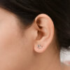 Elephant Silver Stud Earrings with Orange Enamel - Image 2