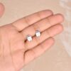 Tooth Silver Stud Earrings with Enamel Accents - Image 3