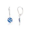 Sterling Silver Planet Earrings with Vibrant Blue Enamel Accents and Celestial Star Details