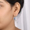 Sterling Silver Planet Earrings with Vibrant Blue Enamel Accents and Celestial Star Details - Image 4