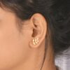 Elegant Gold Leaf Silver Earrings with Crystal Accents - Image 2