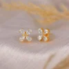Gold-Plated Floral Cluster Stud Earrings - Image 3