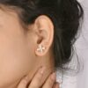 Gold-Plated Floral Cluster Stud Earrings - Image 2