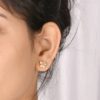 Gold Flower Cluster Stud Silver Earrings - Image 4