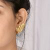Leaf Stud Gold Silver Earrings: Classic Elegance - Image 4
