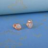 Rose Gold Heart Lock Stud Earrings with Moonstone - Image 2