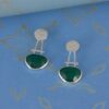 Elegant Green Onyx Silver Earrings - Image 2