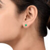 Green Onyx Elegance Silver Studs Earrings - Image 2