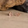 Rose Quartz Gemstone Silver Stud Earrings - Image 2