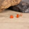 Carnelian Gemstone Rose Gold Plated Silver Stud Earrings - Image 2