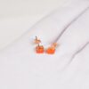 Carnelian Gemstone Rose Gold Plated Silver Stud Earrings - Image 3