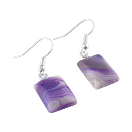 Purple Agate Rectangle Shape Earrings
