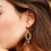 Gold Plated Green Onyx Gem Stone Earrings - Image 4
