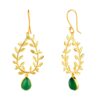 Gold Plated Green Onyx Gem Stone Earrings
