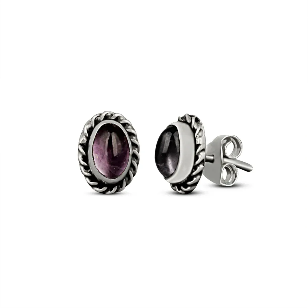 ER864-1.webp Timeless Elegance: Round Precious stones Silver Stud Earrings - Image 1