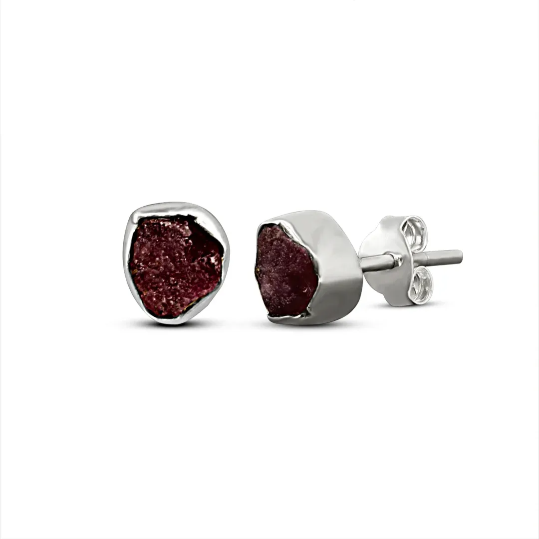 ER868-1.webp Graceful and Refined- Precious stones Silver Stud Earrings - Image 1