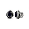 Silver Stud Earrings with Precious Stones - Subtle Elegance