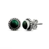 Classic Round Precious Stones Silver Stud Earrings