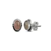 Silver Stud Earrings with Round Precious Stones