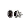 Artisan-Crafted Round Precious Stones Silver Stud Earrings