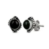 Silver Stud Earrings with Round Precious Stones