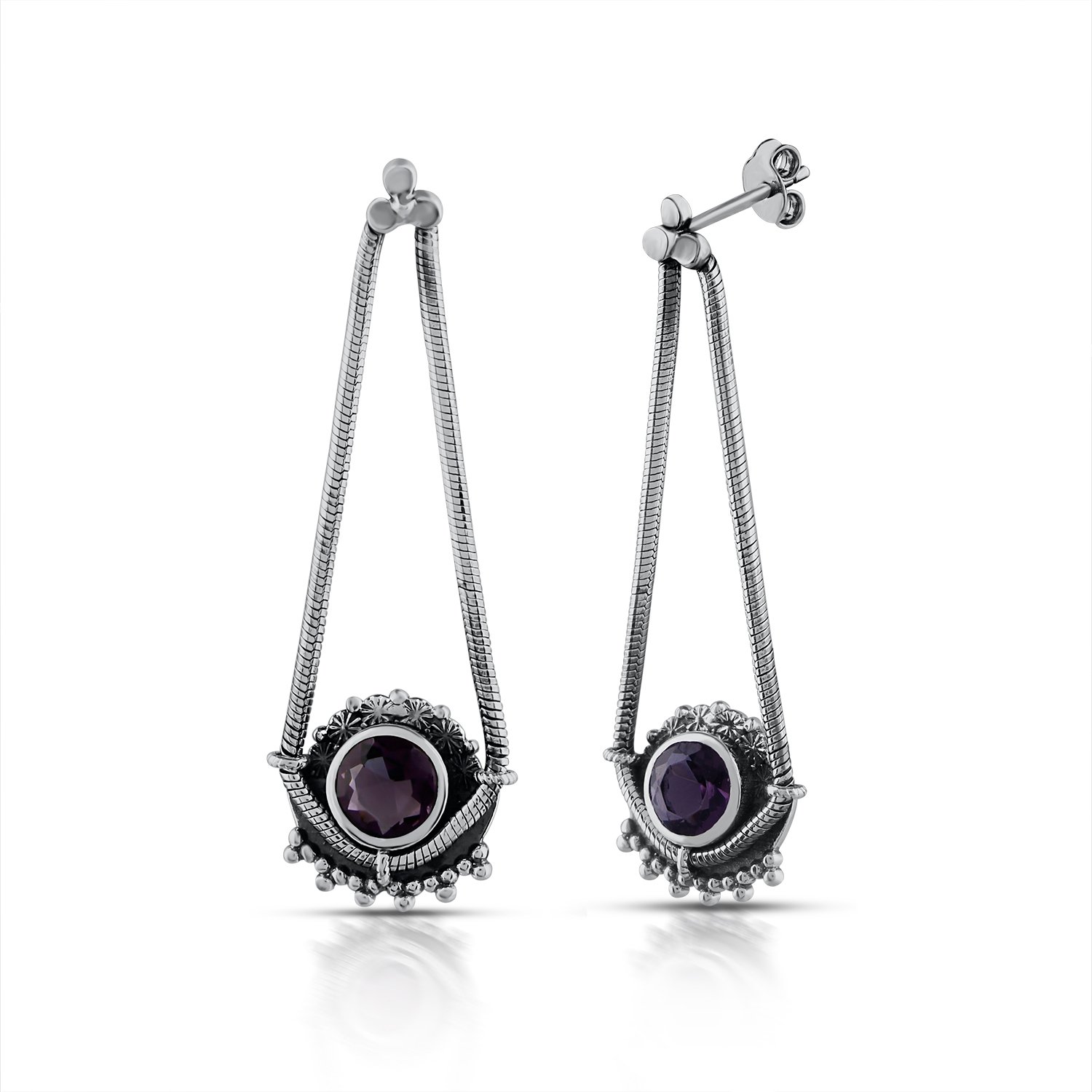 ER888-SP-AMY-2.jpg Sculpted Elegance: Amethyst Dangle Earrings - Image 1