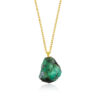 Raw Emerald Pendant Necklace Gold Plated May Birthstone