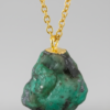 Raw Emerald Pendant Necklace Gold Plated May Birthstone - Image 10